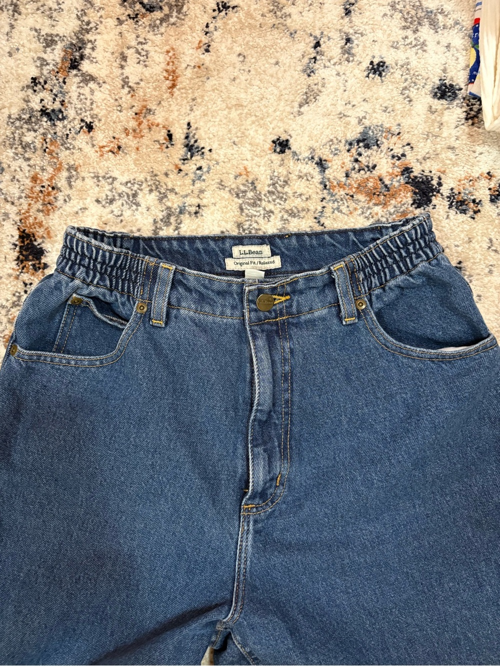 L.L. Bean Women’s Relaxed Dark Blue Elastic-Waist Jeans
